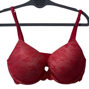 Victoria's Secret‎ Biofit Demi Uplift Red Lace Bra 34DD